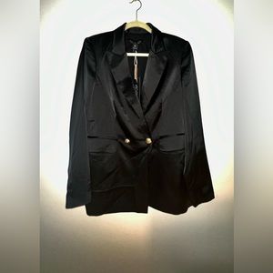 Rachel Zoe black silky blazer fully lined with putter pockets size 8 with tags